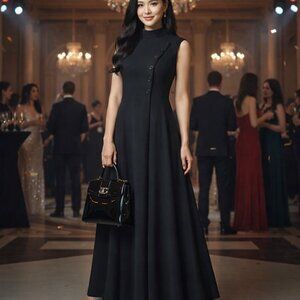 Haute Couture "Red Velvet" brand black stunning evening dress size 4new tags